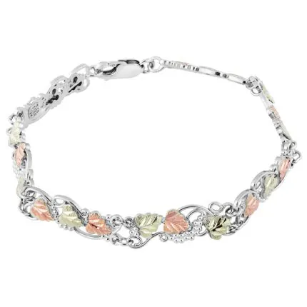 MRC8297-7-GS Trj Concepts Black Hills Gold and Silver Ribbon Link Bracelet