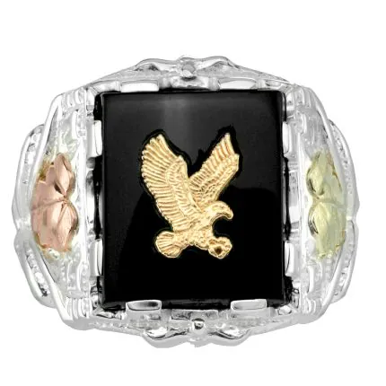 MRC4702O124GS Trj Concepts Black Hills Gold and Silver Men's Eagle Ring